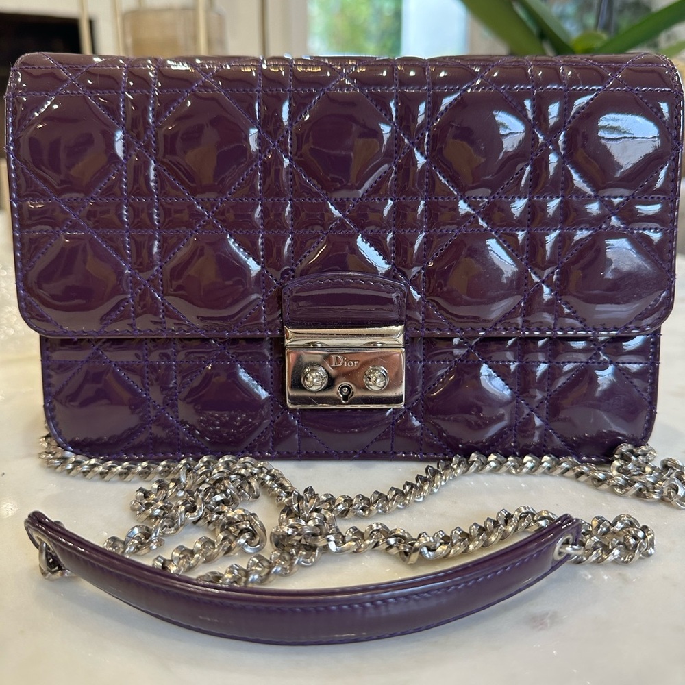 Dior Promenade Pouch Cannage Patent Quilt